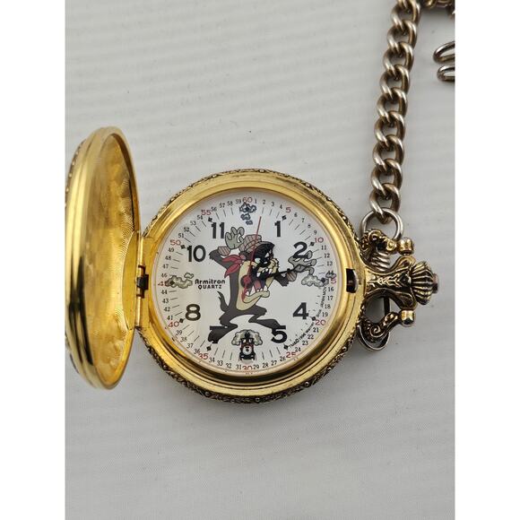Vintage Armitron Acme Looney Tunes Tasmanian Devil Railroad Pocket Watch - Picture 4 of 8